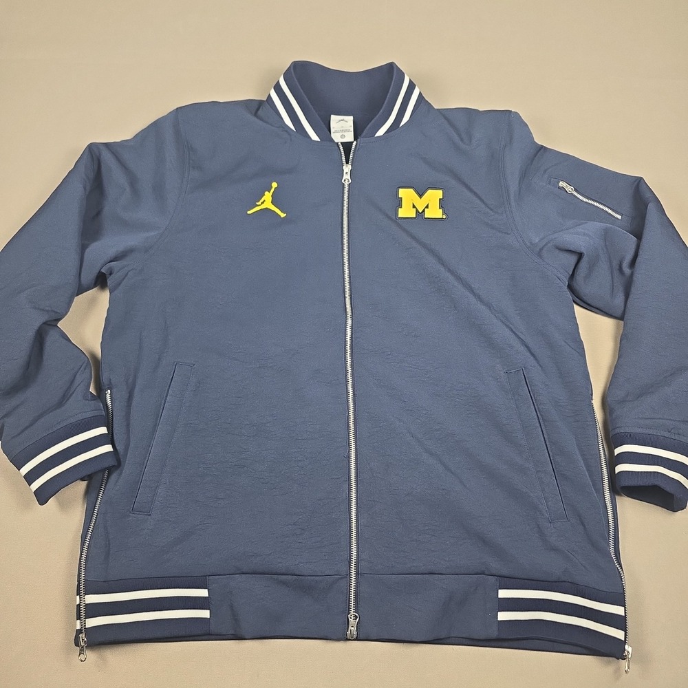 Jordan Brand Michigan Wolverines 2024 Sideline Full Zip Bomber Jacket Navy Men's